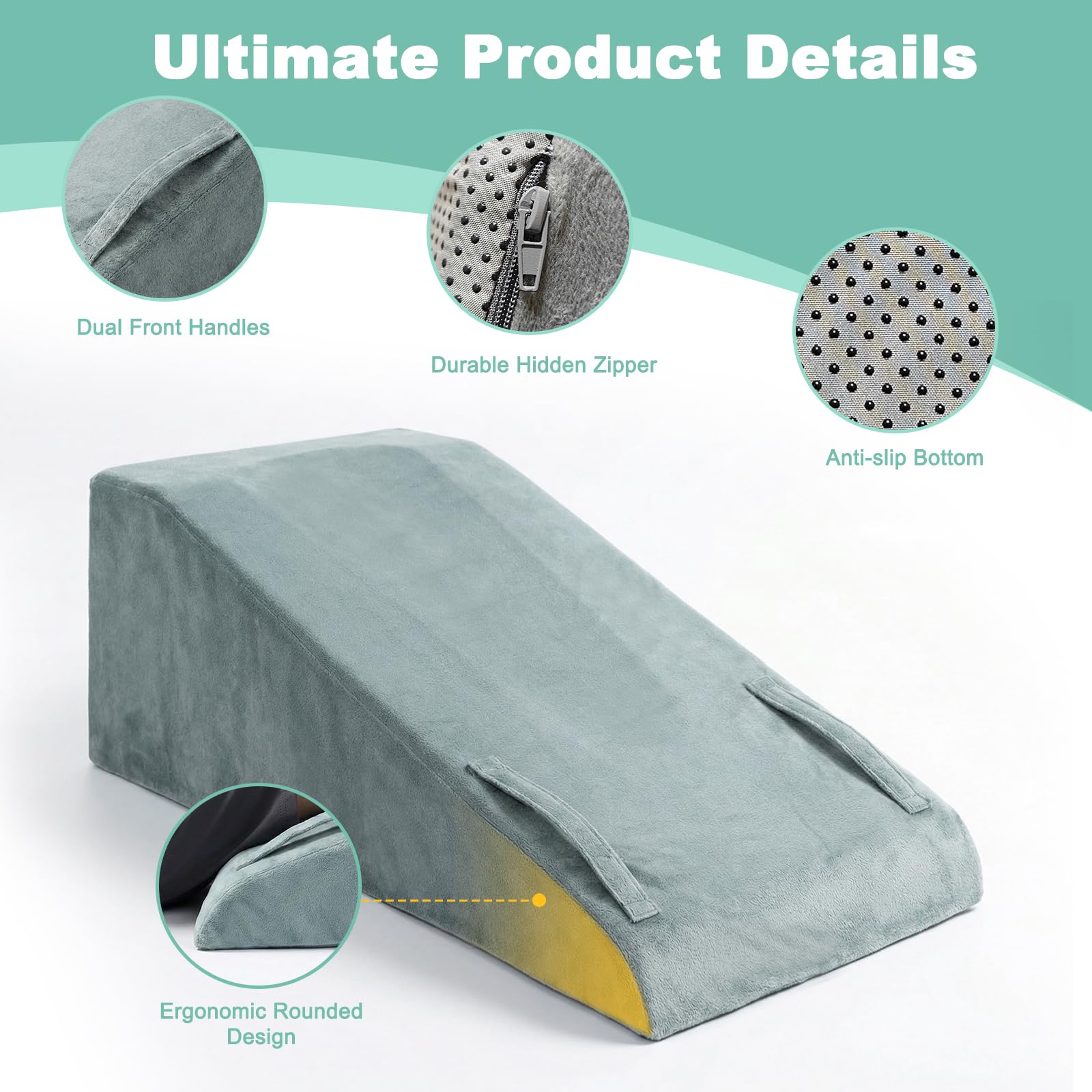 Almohadas de elevación de piernas para después de la cirugía, almohada de espuma viscoelástica para cirugía de reemplazo de rodilla, equipo de recuperación de cirugía para ciática, espalda