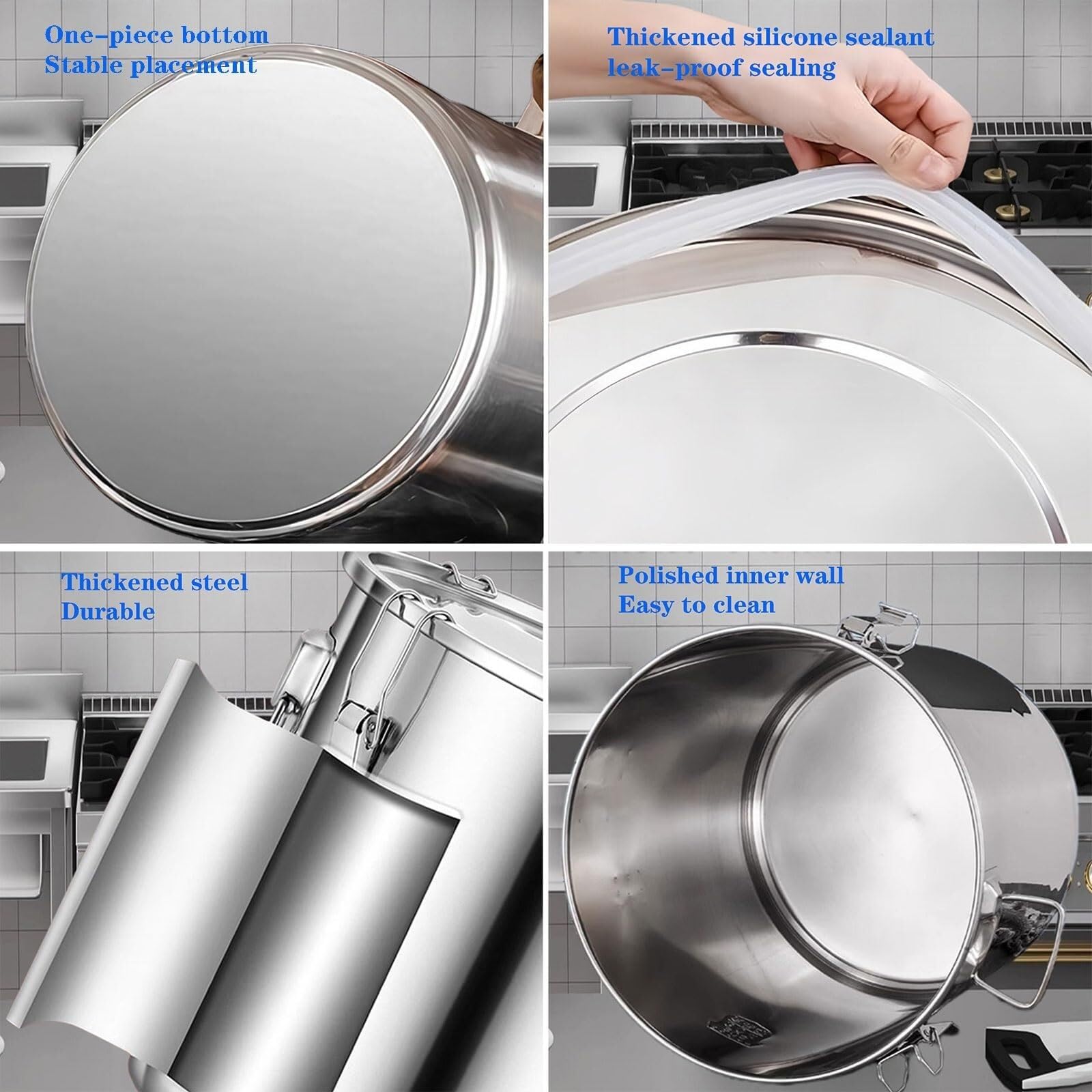 Boîte de Conservation hermétique en Acier Inoxydable 304, 21 L (5,55 Gal) pour café, Riz, céréales - Organisateur Durable pour la Cuisine et Les Restaurants
