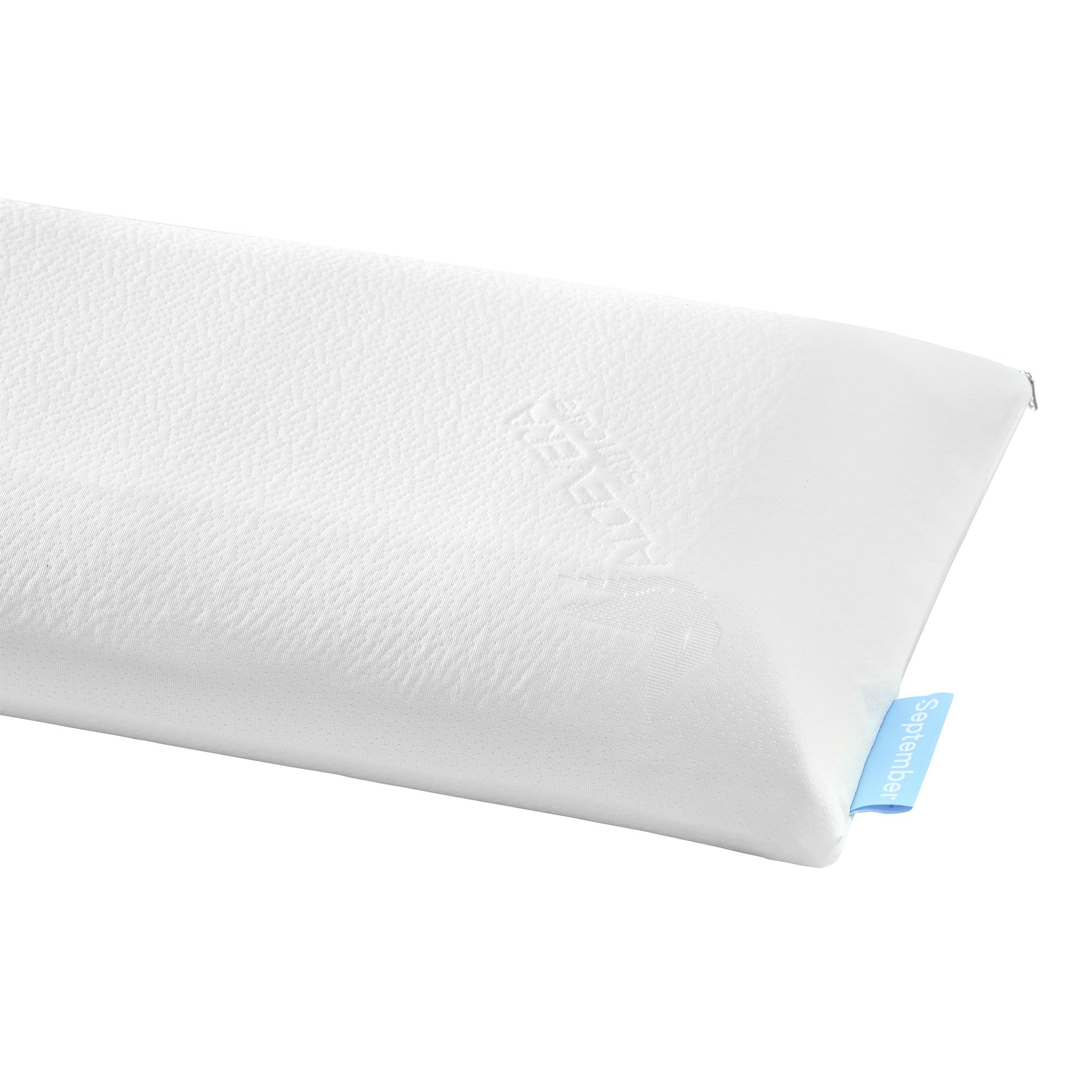 September Oreiller Cervical 69 x 35 x 12 cm Oreiller orthopédique réglable en Hauteur Oreiller en Mousse à mémoire de Forme adapté aux Personnes allergiques Housse Blanche et Lavable à 60 degrés
