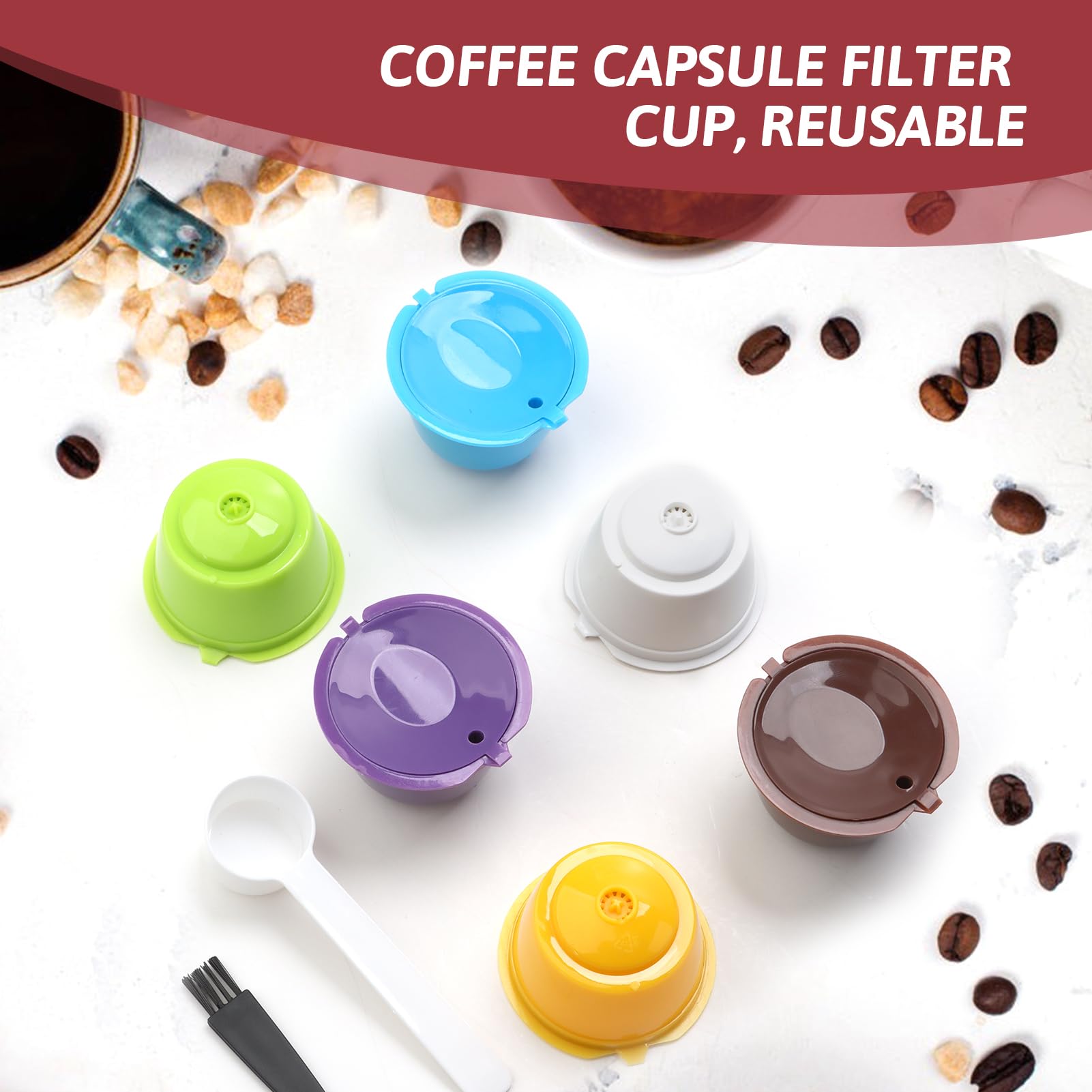 6 Capsule Caffè Riutilizzabili Per Nescafé Dolce Gusto - Con Cucchaino E Spazzola, Senza BPA - Foto 8