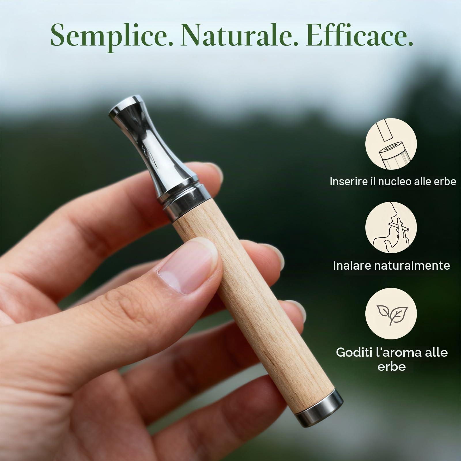 Herbal Air Stick - Inalatore senza fumo, barile in legno d'acero e punta in acciaio inox, 4 fragranze: menta, limone, anguria e non profumato, diffusore di aromi rilassante, portatile, non