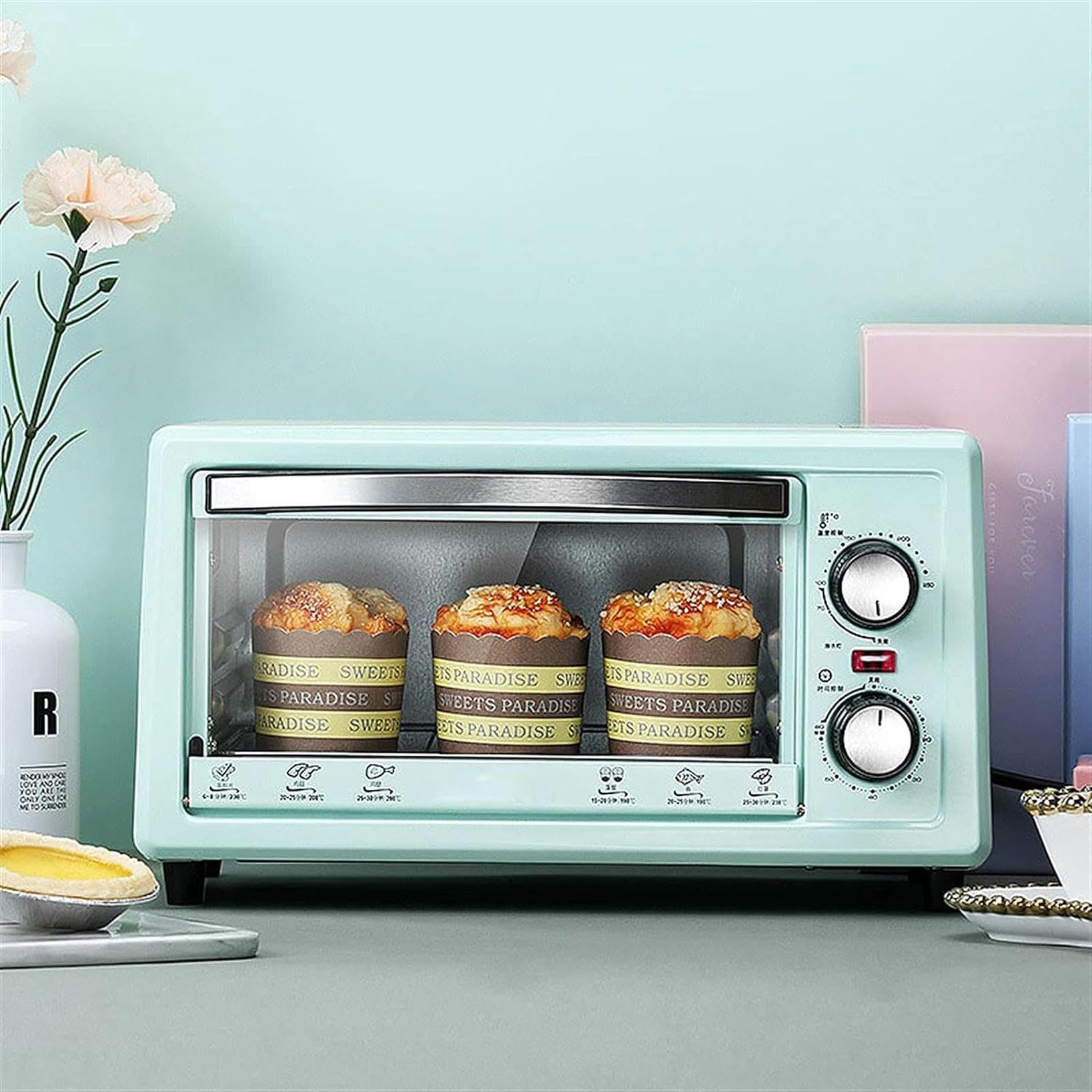 Horno eléctrico doméstico Mini Horno Máquina para Hornear automática multifunción Control de Temperatura Independiente Horno Tostador halógeno de Gran Capacidad de 11 l