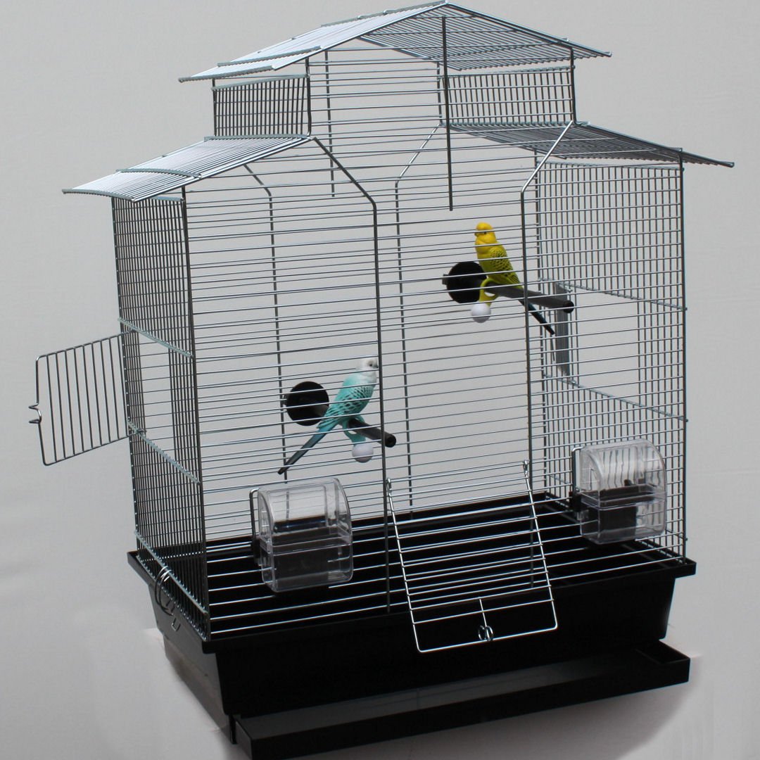 XXL-Heimtiercenter Vogelkäfig,Wellensittichkäfig,Exotenkäfig,60 cm Vogelkäfig Vogelbauer Wellensittich Kanarien Voliere Vogelhaus Käfig IZA 2 II schwarz
