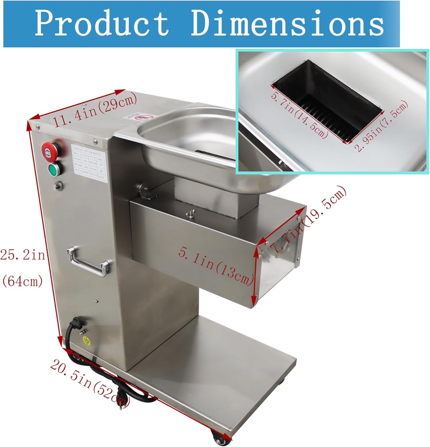 Meat Cutter Commercial Meat Cutting Machine TJ-130L-B Fresh Meat Shredded Machine 750W Standard Feed Port 8mm Blade
