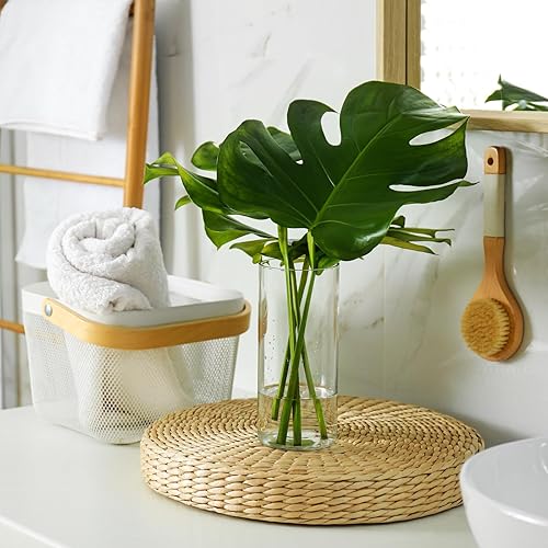 Miniatura 6 de WDHODEC Floreros para flores, 18 piezas, jarrón cilíndrico de vidrio transparente de 6 y 8 pulgadas, portavelas de huracán, pilar flotante, centro