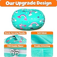 Vista 62 de Lukeight - Puf de almacenamiento de animales de peluche para niños, funda para puf de dinosaurio con cremallera para organizar la habitación