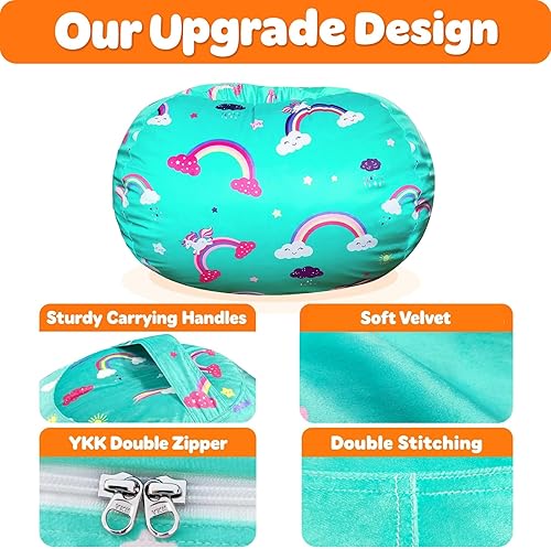 Miniatura 4 de Lukeight Funda para silla puf de almacenamiento de animales de peluche para niños, funda para silla puf con cremallera arcoíris para organizar