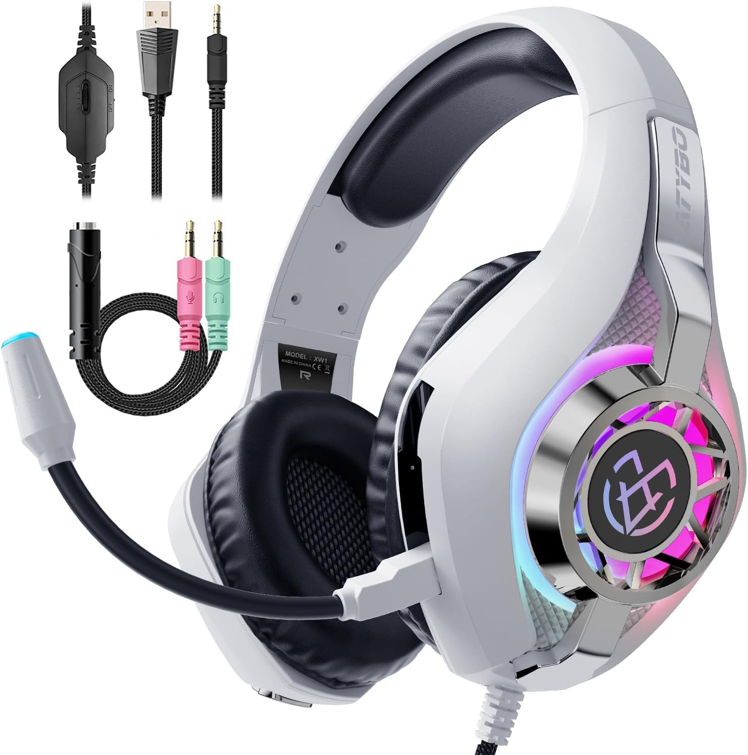 Casque de jeu pour PC, PS5, Switch, mobile, casque de jeu pour Nintendo avec micro antibruit, son stéréo basses profondes
