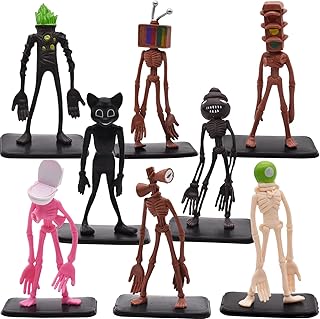 simyron Siren Heads Figures Siren Head Funny Action Figure for Children Kids Birthday Cake Decoration Kids Gift Action Figures PVC Model set of 8 pcs