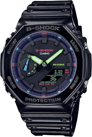G-Shock GA-2100RGB-1AJF Wristwatch, Genuine Domestic Product, Gamers RGB Series, Mens Black