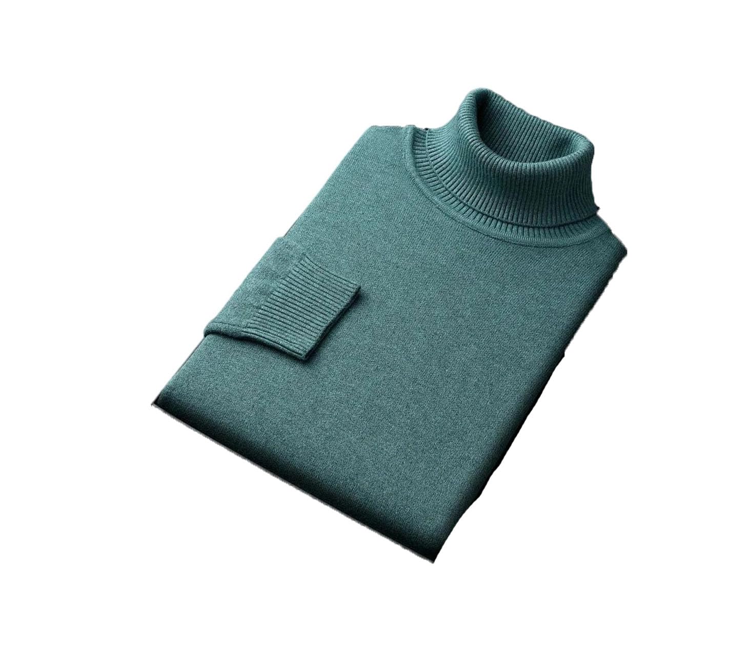 Suéter de punto casual de cuello alto para hombre, ajuste delgado, manga larga, suéter de color liso