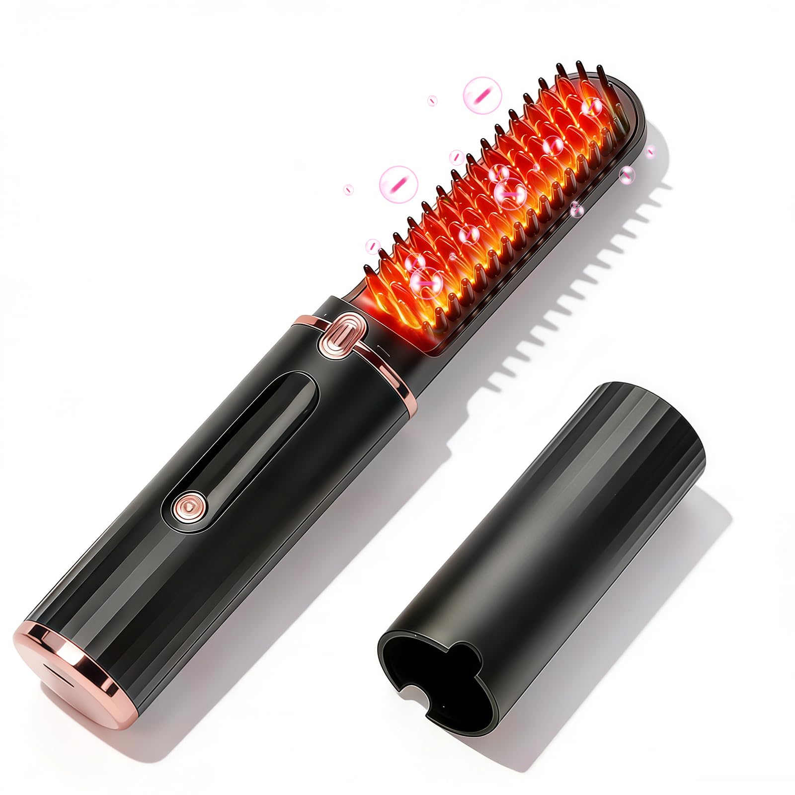 Cordless Hair Straightener Brush, Fast Heating 4500mAh Portable Hot Brush with Ionic Technology, 320℉-390℉ Adjustable Heat, Anti-Scald, Auto Shut-Off for Travel & Touch-Ups, Ideal for Women & Girls