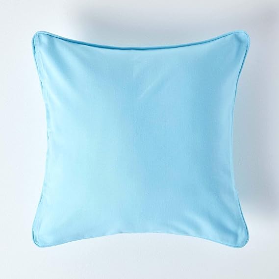 HOMESCAPES 100 Cotton Plain Blue Cushion Cover 30 x 30 cm Square