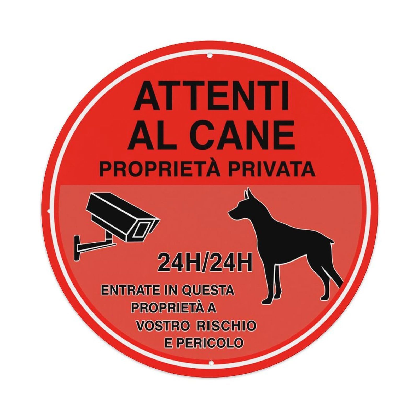 Beware of The Dog Private Property Round Tin Sign Vintage Metal Poster Retro Bar, Home, Man Cave, Kitchen, Laundry Room Wall Art Decor Gift 8x8Inch