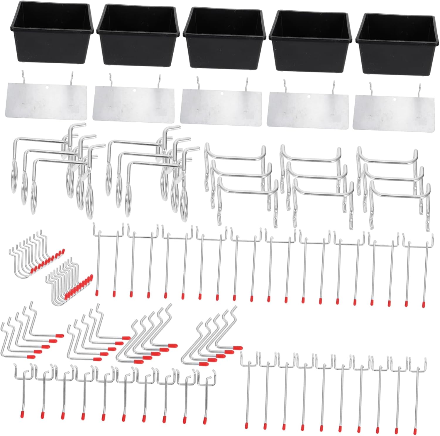Ciieeo 101pcs Pegboard Hooks with Tray Heavy Duty Wall Hooks for Organizing Tools and Equipment for Garage Workshop and Kitchen Storage
