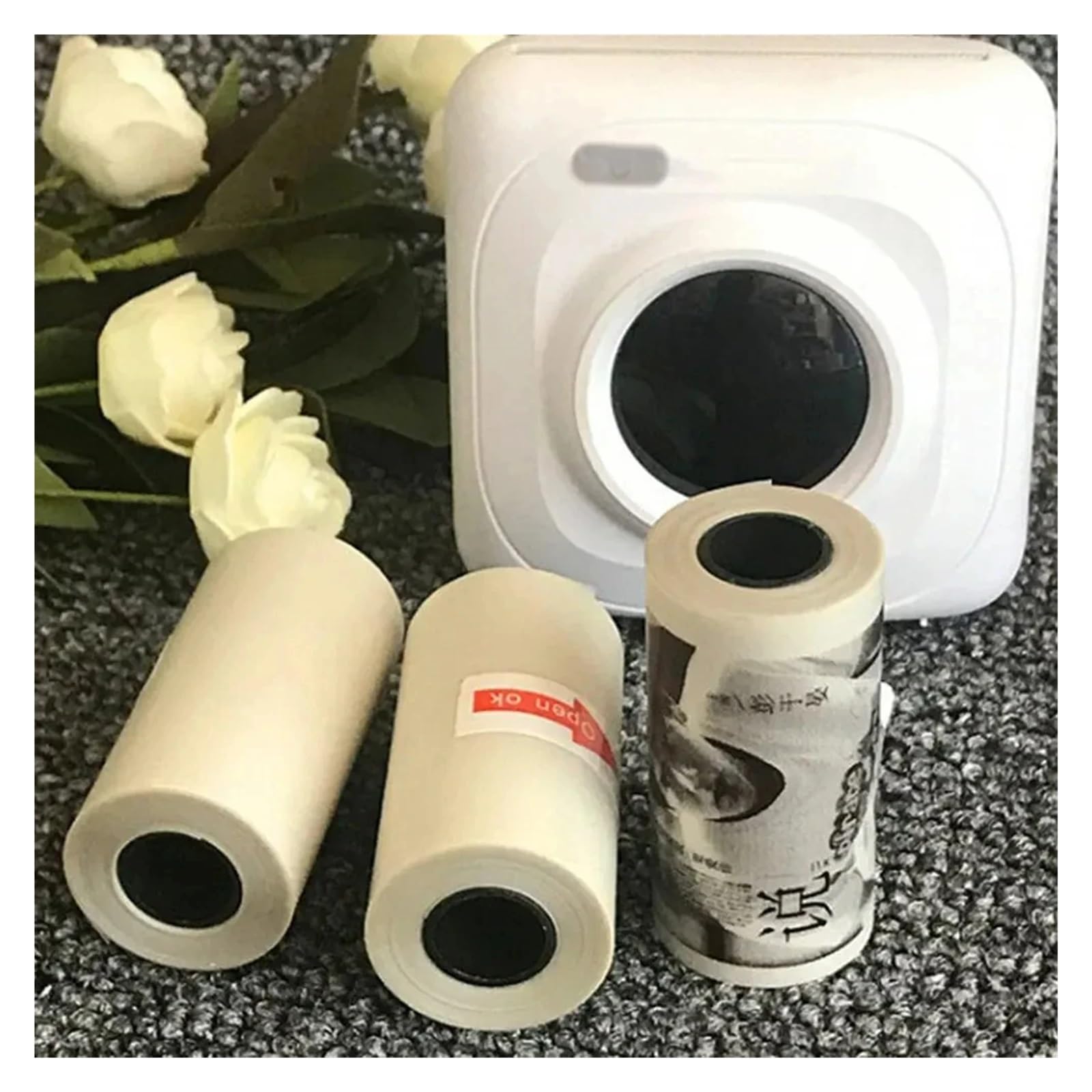 Rolka papieru do drukarek fotograficznych, Rolka papieru termicznego 57x25mm przezroczysta samoprzylepna do mikrodrukarki termicznej 1-20 szt.(20PCS Transparent)