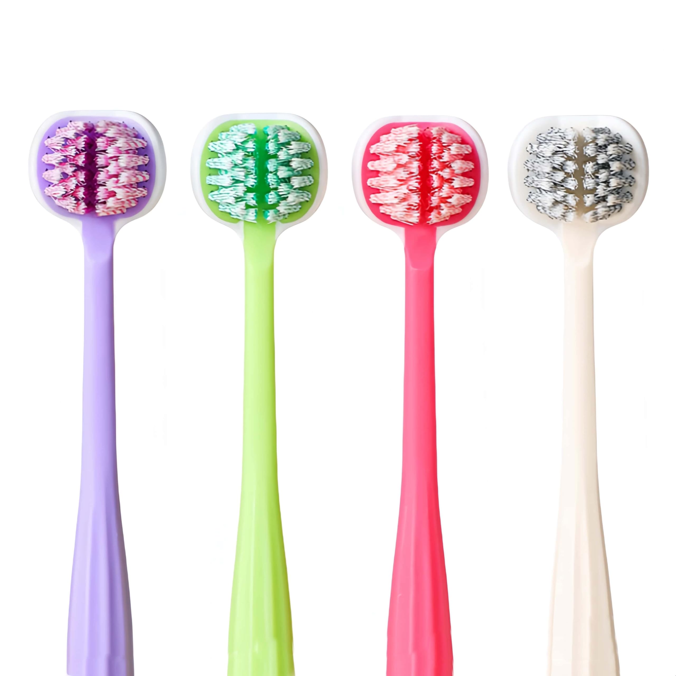 1 spazzolino da denti a tre lati per adulti, con setole morbide, confezione indipendente, con setole a spirale, 3D, stereoscopico, pulizia profonda dei denti orale (viola, 1 pezzo (confezione