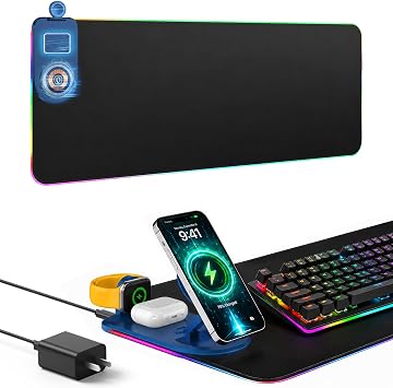Wireless Charging Mouse Pad, RGB Gaming Extended Desk Mat