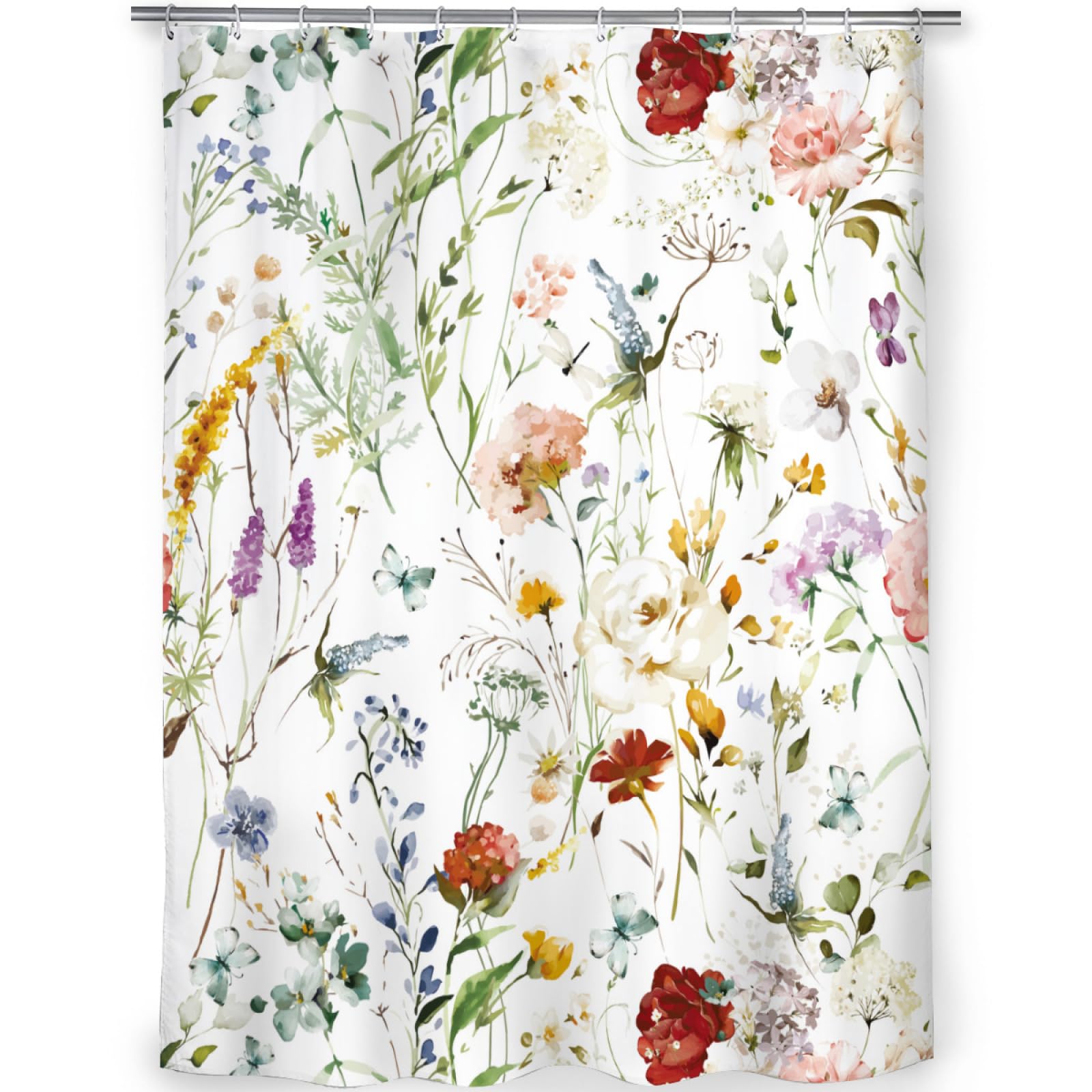OHTIWTT Duschvorhang Wildblumen-Design – 183x183 Cm, Wasserdichtes Polyester, Mit Metallhaken