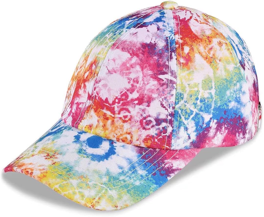 Rainbow Tie-Dye Baseball Cap Dad Cap Girls Gift for Outdoor Sports: Clothing, Shoes & Jewelry