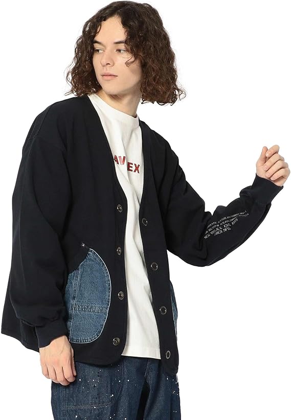 Amazon アヴィレックス カットソー Type Blue デニム ポケット スウェット カーディガン Denim Pocket Cardigan タイプブルー メンズ カーディガン 通販 Amazon アヴィレックス カットソー Type Blue デニム ポケット スウェット カーディガン Denim Pocket Cardigan タイプブルー メンズ カーディガン 通販
