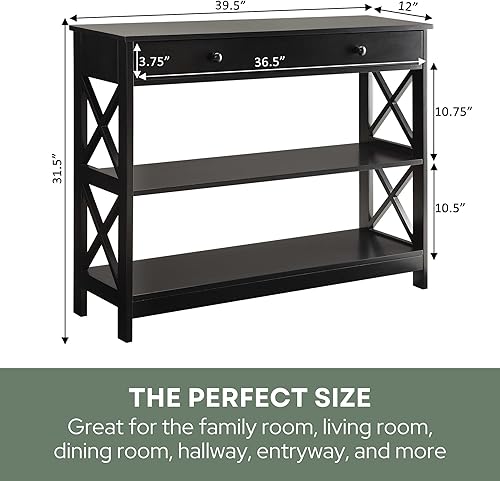 Miniatura 79 de Convenience Concepts - Mesa auxiliar con 1 cajón, color gris, colección Oxford Gris,Barnwood/Negro,Negro -,Mármol sintético