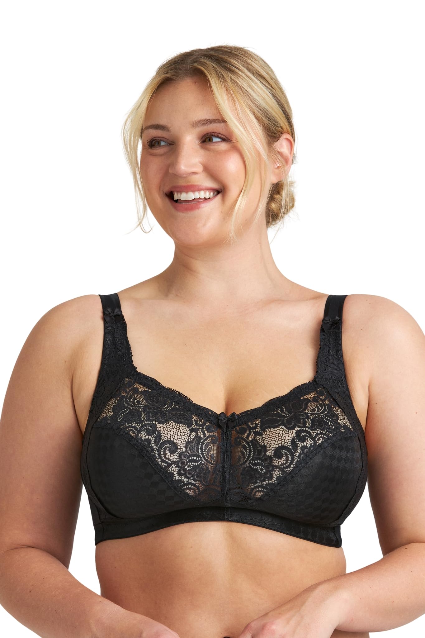 Miss Mary of Sweden Sparkle Non-Wired Bra, Black, Size 42E, Women