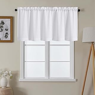 Lecloud White Kitchen Curtains 24 Inch Length, Light Filtering Modern Airy Soft Tier, Short Privacy Elegant Home Windows Drapes with Rods Pocket for Basement Cabinet RV Camper, 60" W x 24" L