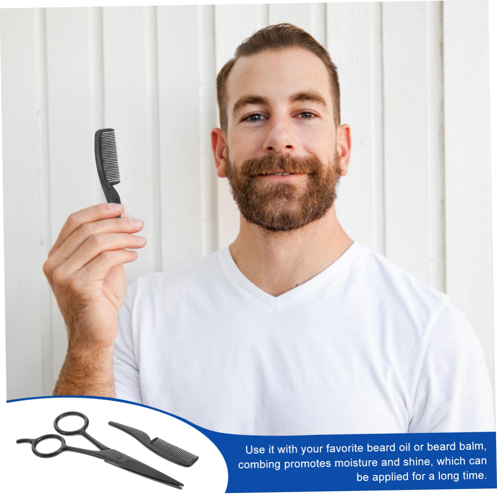 SOESFOUFU Stylish Beard Scissors Set Stainless Steel for Men's Grooming Eyebrow Trimmer Kit Storage Bag