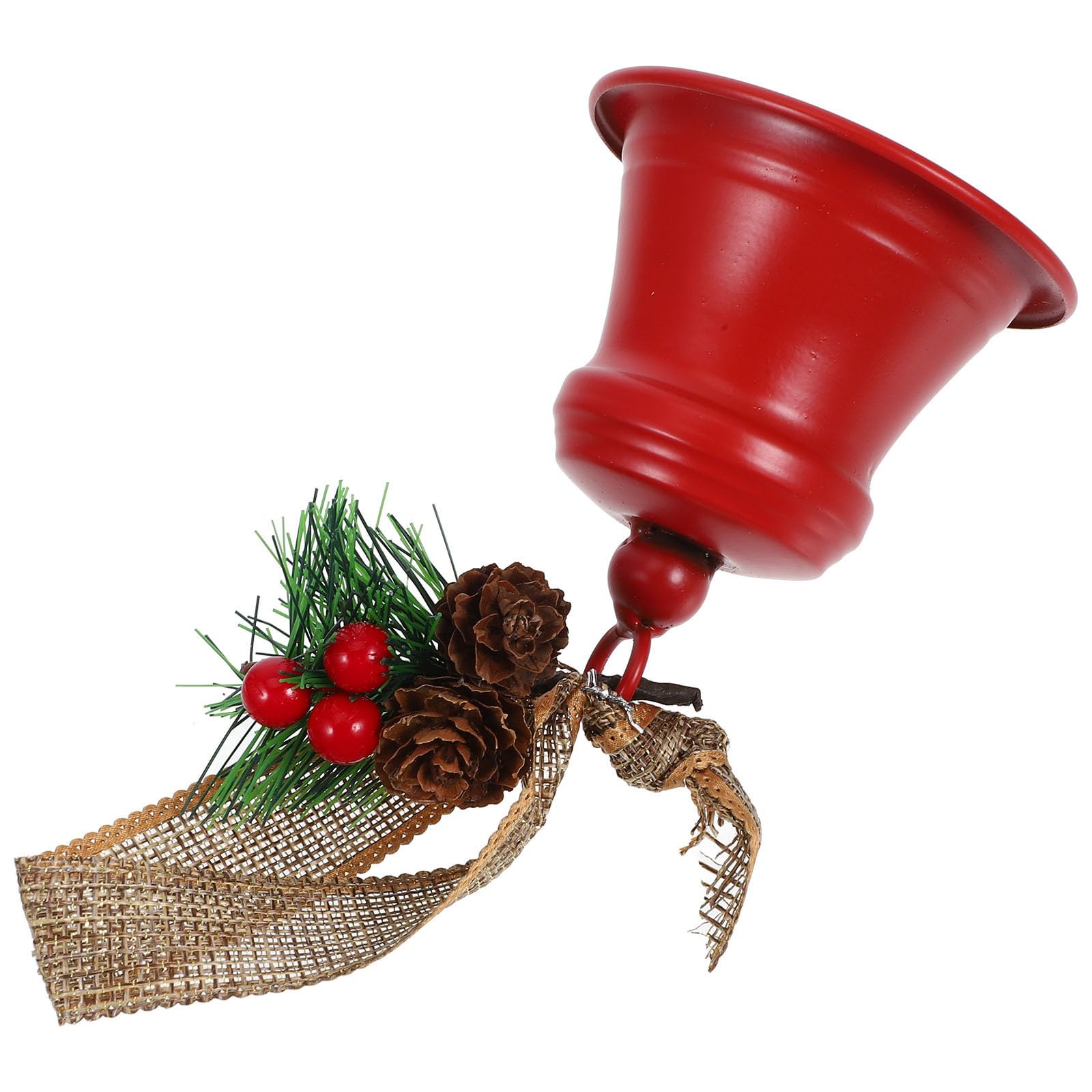 TOYANDONA 4 Piezas Campana Colgante Navideña de Metal Roja, Estilo Rústico