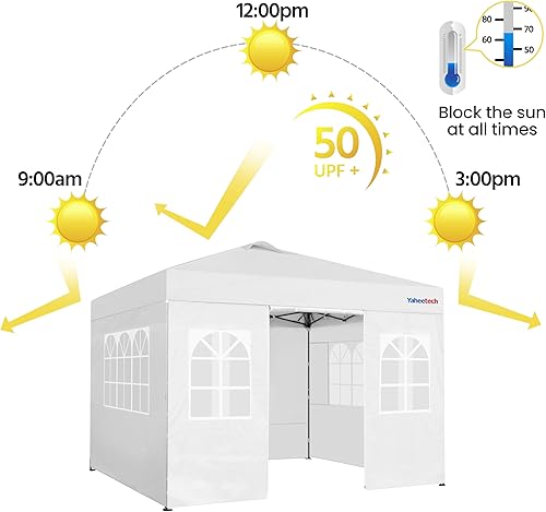 Miniatura 8 de Yaheetech Tienda de campaña desplegable de 10 x 10 pies con 4 paredes laterales y configuración de un solo empuje y bolsa con ruedas, tienda de
