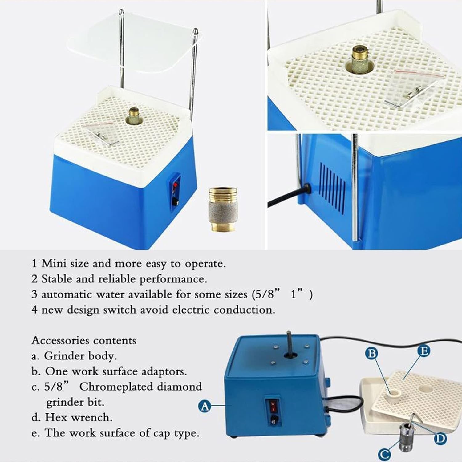 Stained Glass Grinder Machine Starter Kit,Professional 10 Pieces Mosaic Tile and Stained Glass Start-Up Tool,with Glass Grinder & Circle Cutter and Lead Came Kit(220v)