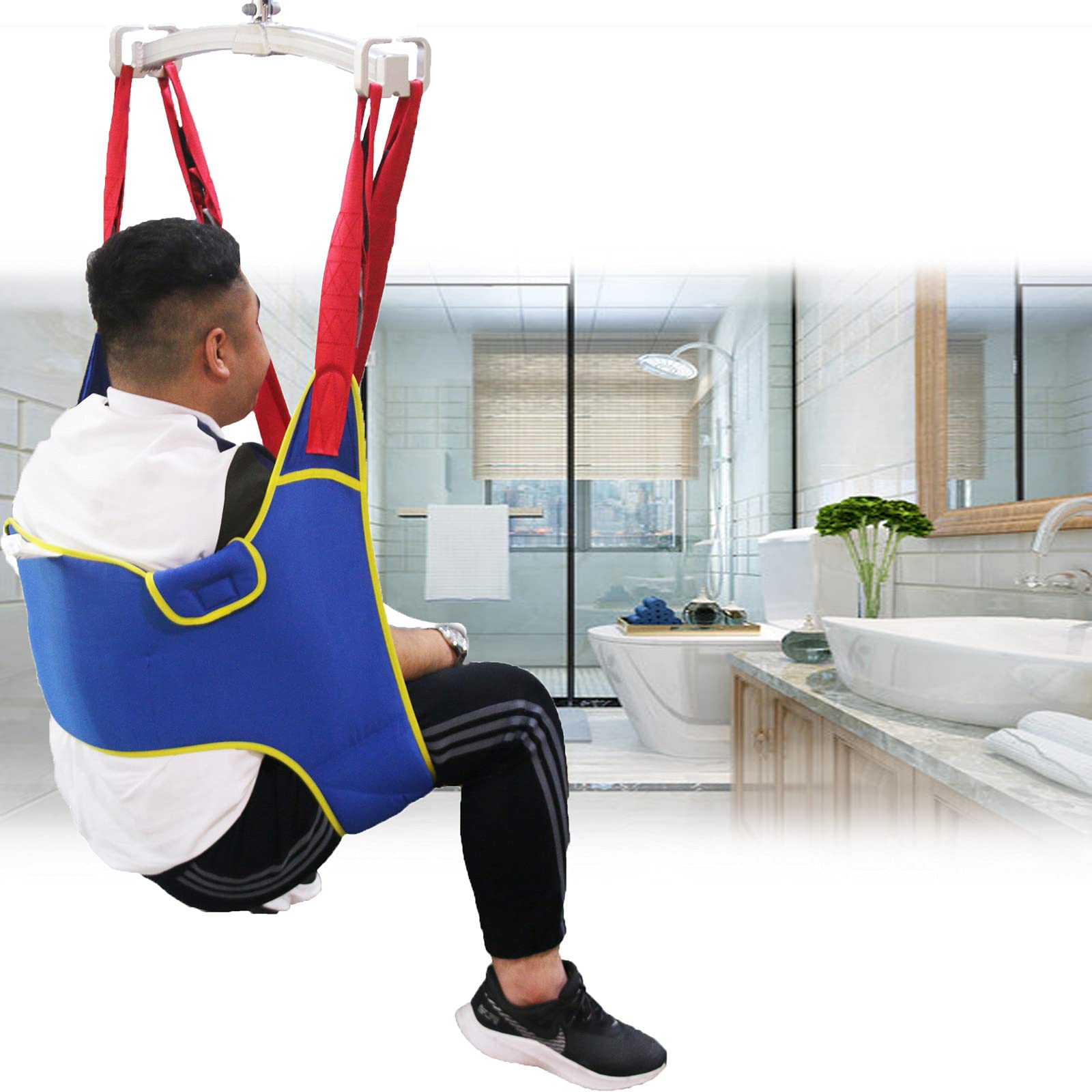 ArnéS de ElevacióN Paciente de Cuerpo Completo,GrúA de Paciente,Eslinga de ElevacióN con Accesorios de Bucle,para Posicionamiento Y ElevacióN de La Cama,EnfermeríA