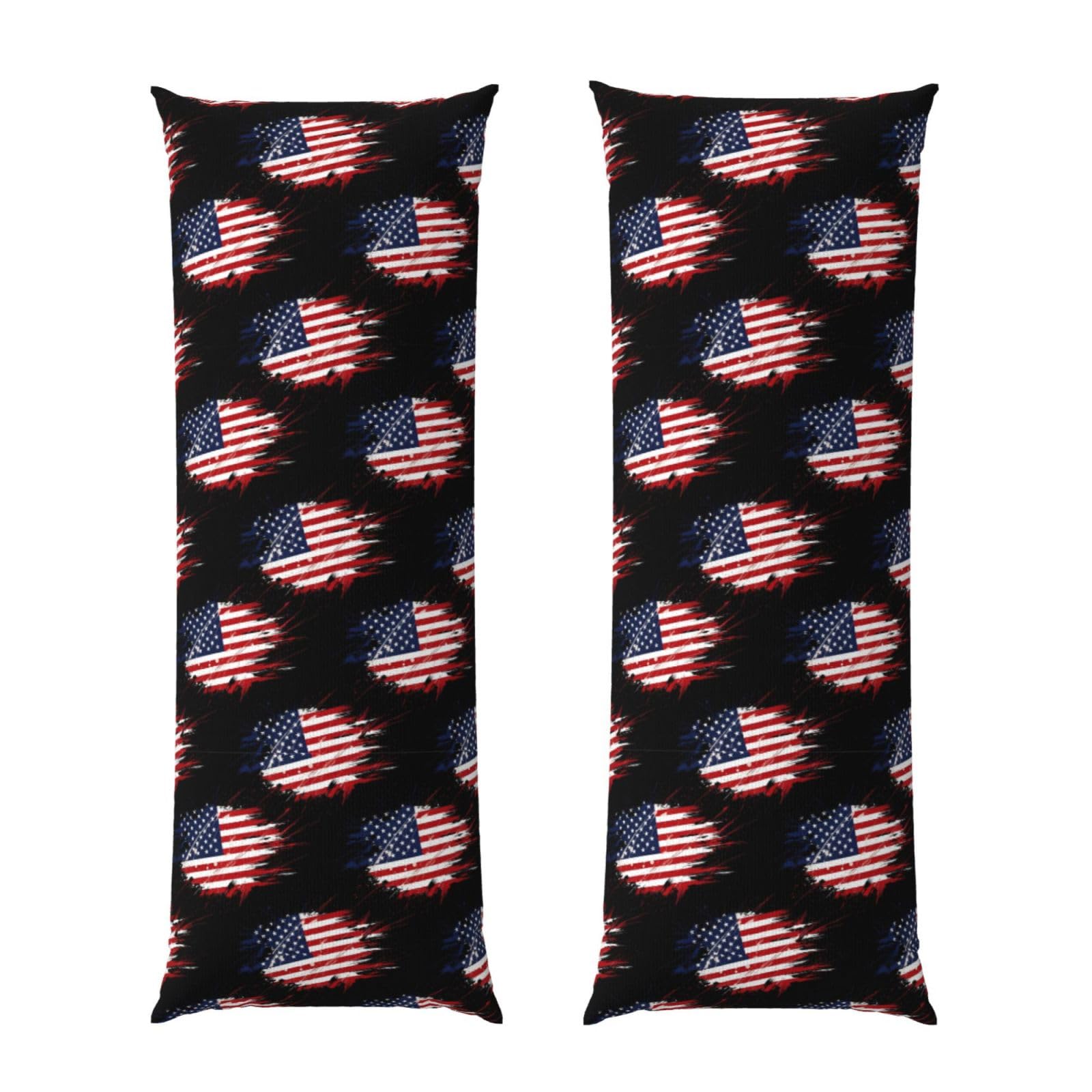 Body Pillowcase 20x54, American Flag Art, Plush Velvet Pillow Cover with Zipper, Cozyffy Rectangular Cushion Case for Couch Bed Home Hotel
