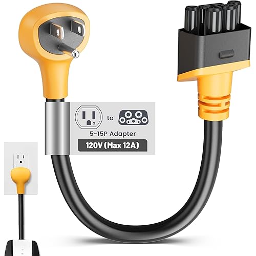 MECMO NEMA 5-15 Adapter for Tesla Gen 2 & 3 Mobile Charger, 12 Amp 120V, Household NEMA 5-15P Adapter Gen II Mobile Connector for Tesla Motors Model 3/Y/S/X to Charge at 15Amp Household Outlet