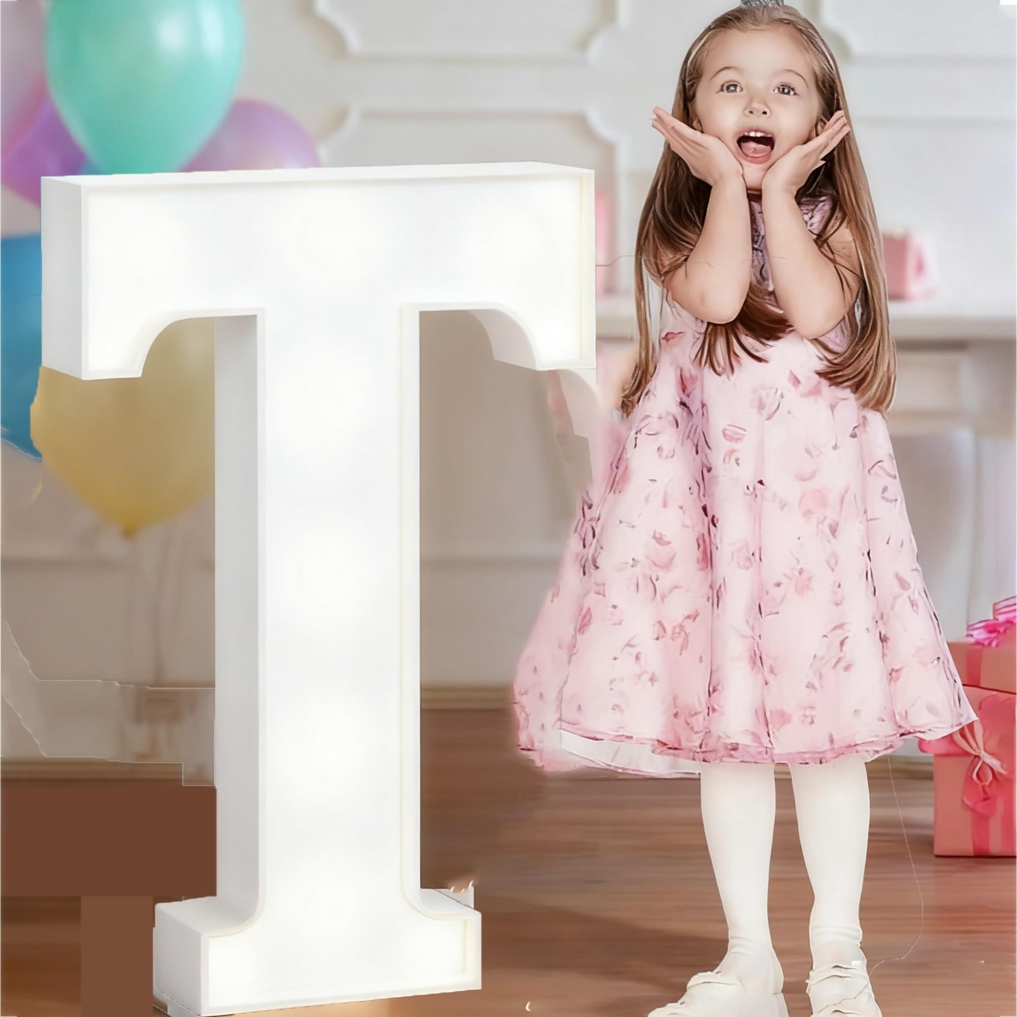 4FT Light Up Wedding Letters Large For Party Decor, Marquee Birthday Graduation Baby Shower Decorations, Mosaic Arch Stand Pre-cut Foam Cardboard(T,120cm)
