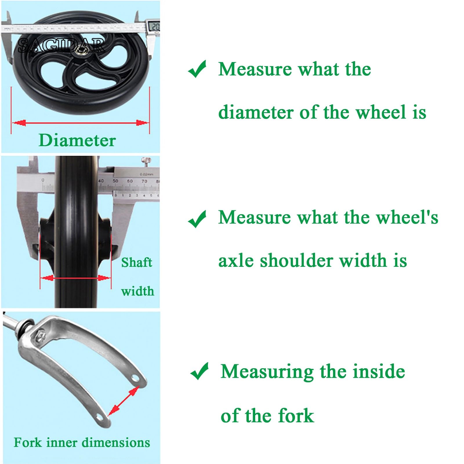 13/15/20cm Negro PVC Ruedas De Antideslizantes For A Lightweight Rollator