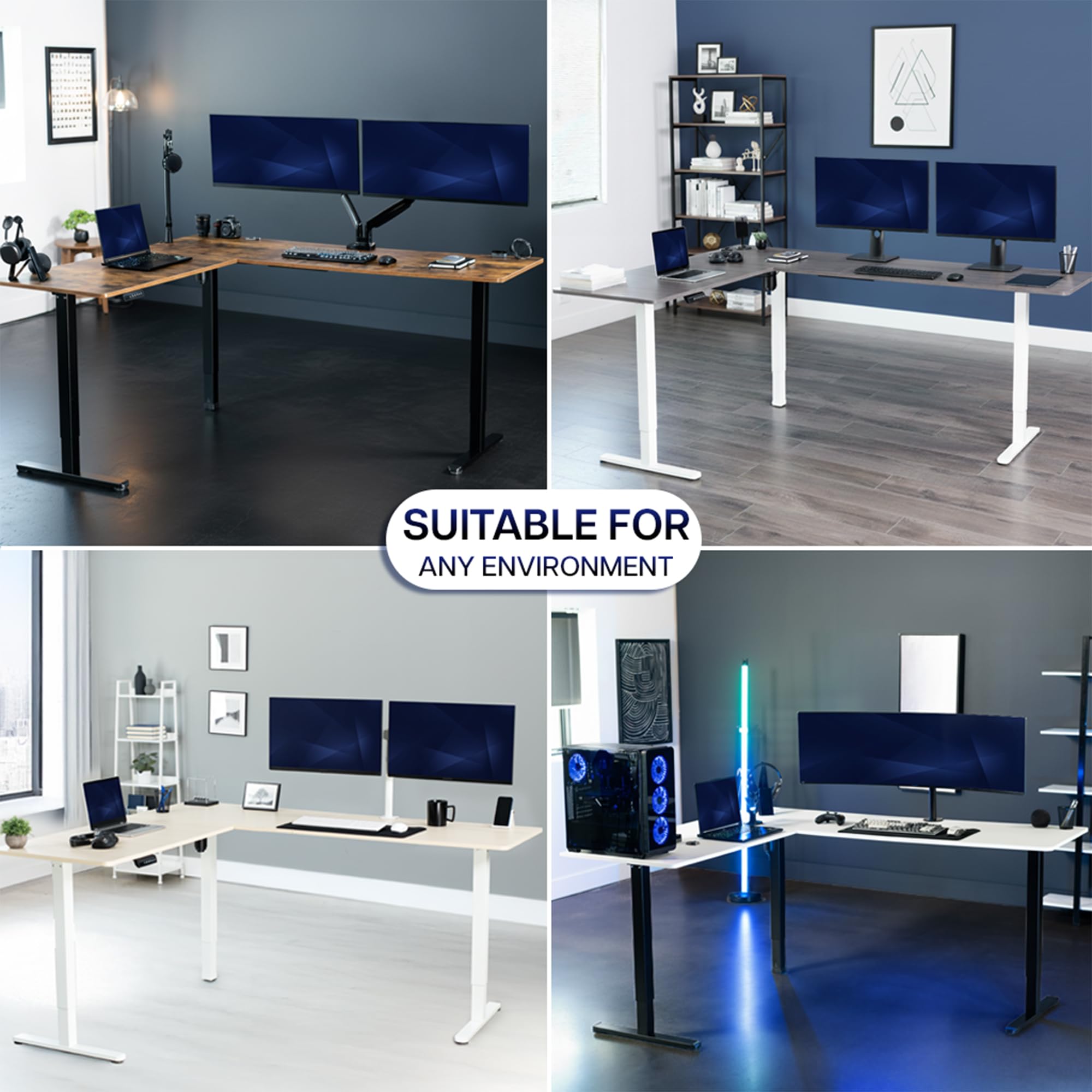 VIVO Extra Large Electric Single Motor Height Adjustable 3-Leg Corner Standing Desk Frame Holds up to 225 lbs — view 7