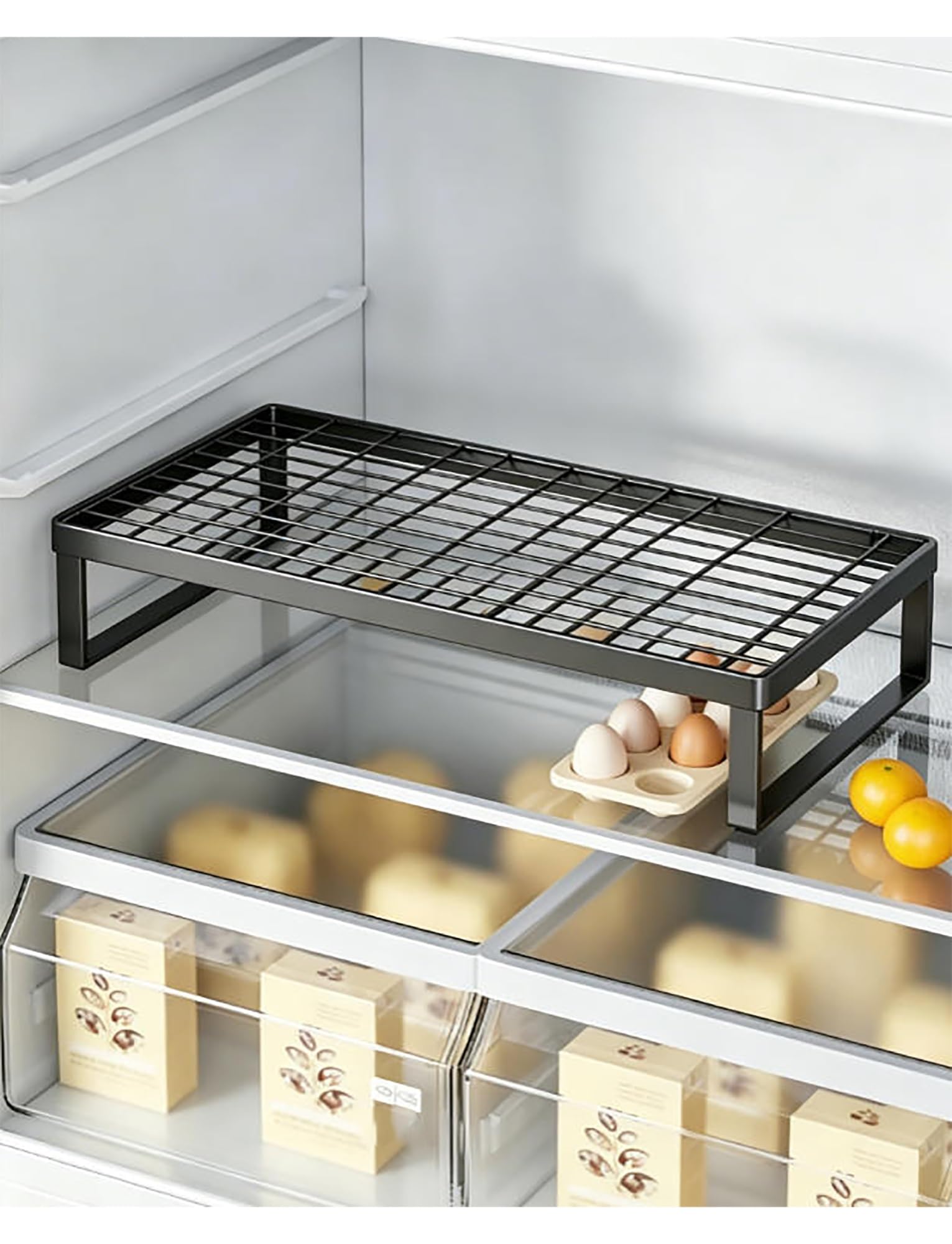Organizer per frigorifero impilabile e regolabile, adatto per casa, cucina, dispensa e congelatore