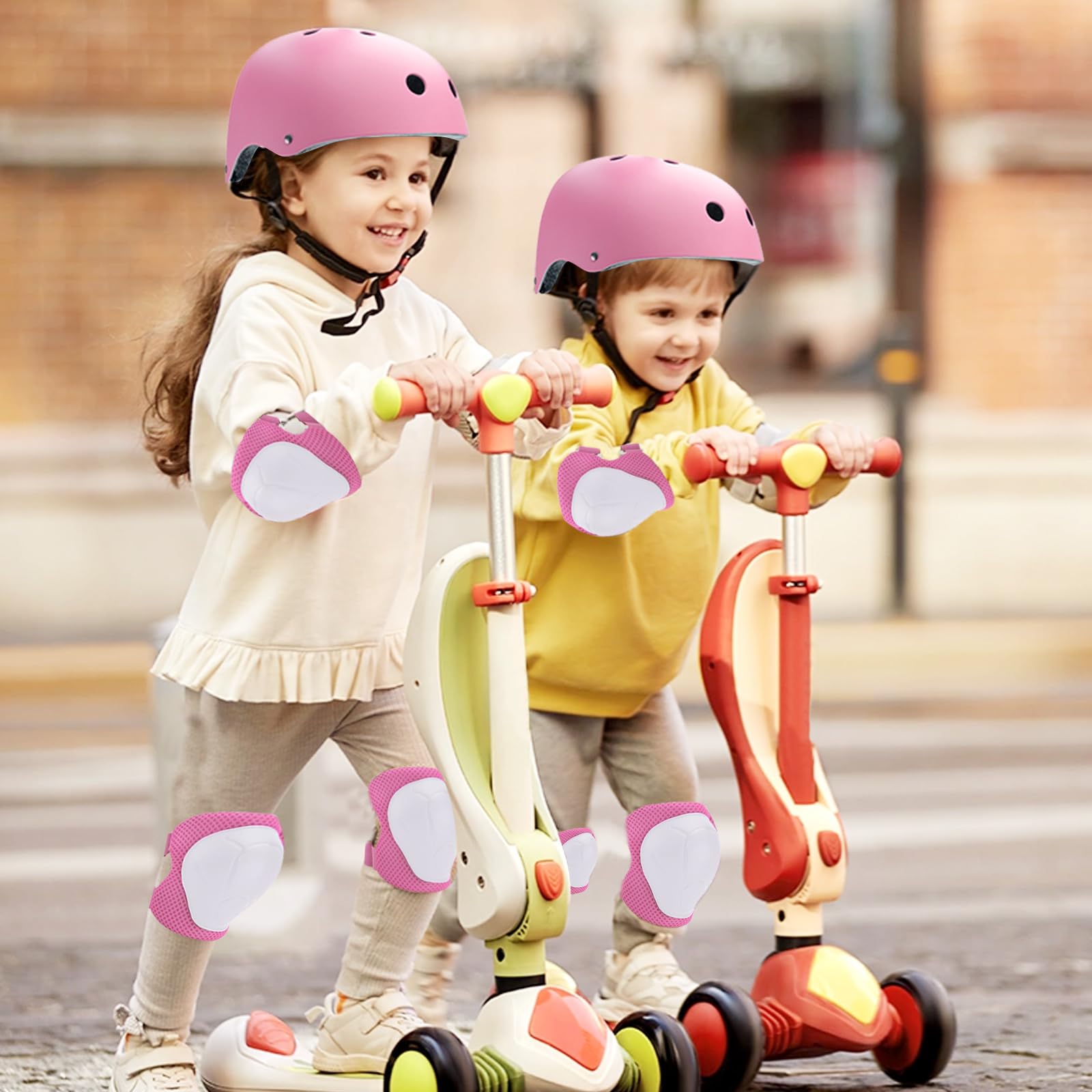 Protection Roller Enfant, 7 Pcs Sets de Protection Rollers, Réglables Coudières Genouillère, Casque Vélo Enfant Kit pour Roller, Vélo, Skateboard, Trottinette