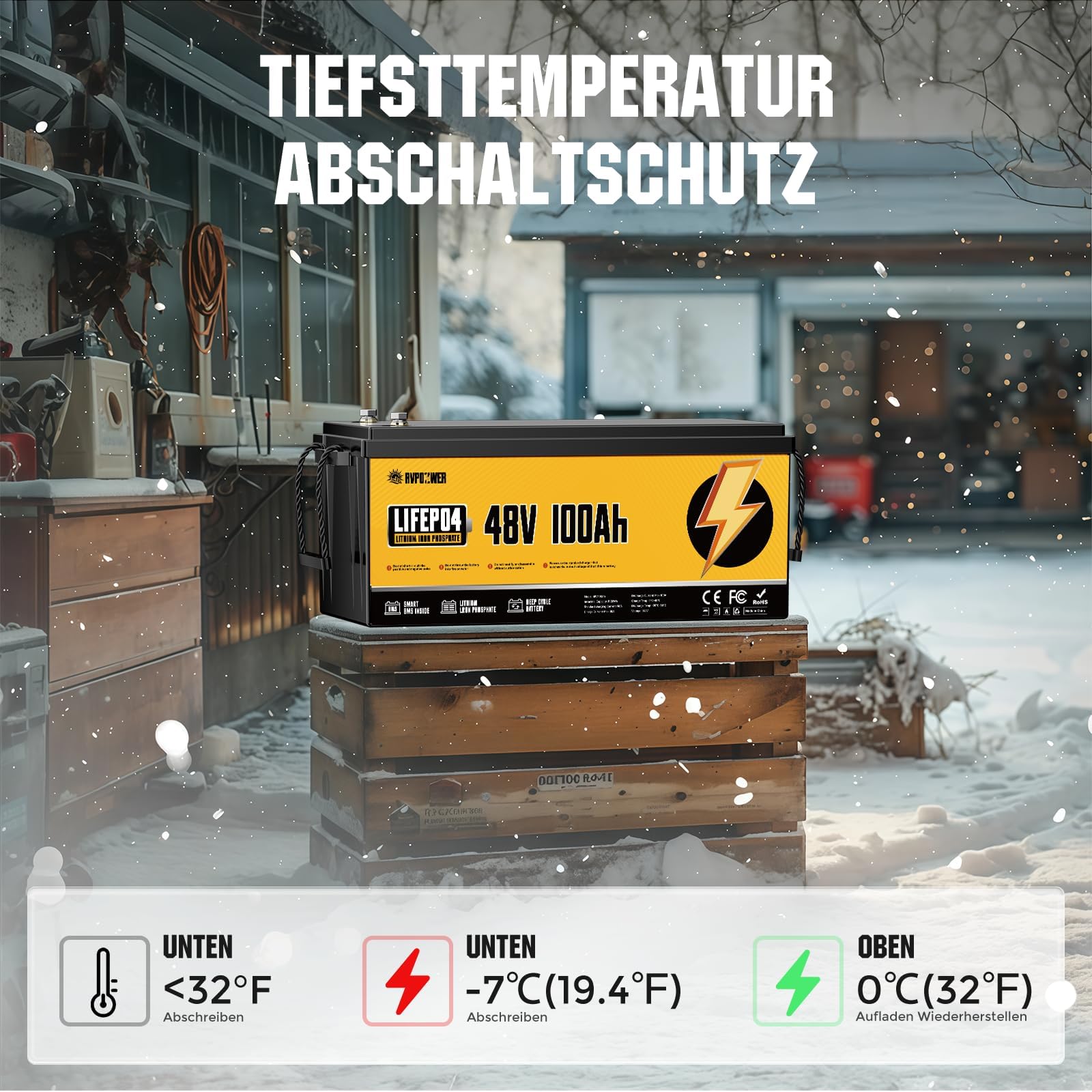 48V 200Ah LiFePO4 Batterie, 10.24kWh Solarspeicher System(2er Set)