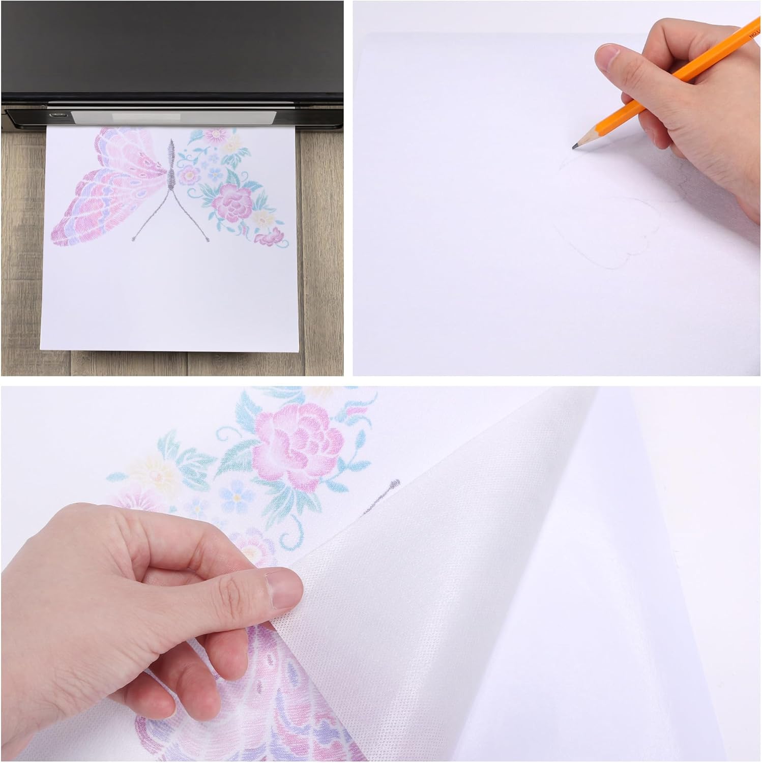 Caydo 15Pcs Water Soluble Embroidery Stablizer, 8.5"x11" Printable Paper Stablizer Adhesive Wash Away Sewing Stablizer for Hand and Machine Embroidery - Image 3