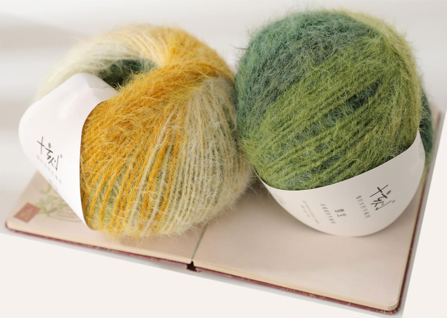 Snowbaby Wool Acrylic Blend Long Pile Yarn,(Worsted) Luxurious Fuzzy Multicolor Gradient Yarn for Knitting and Crocheting Hat Scarf Sweater, 2 * 3.52oz/100g 207yds(52-Morning Rice Paddies)