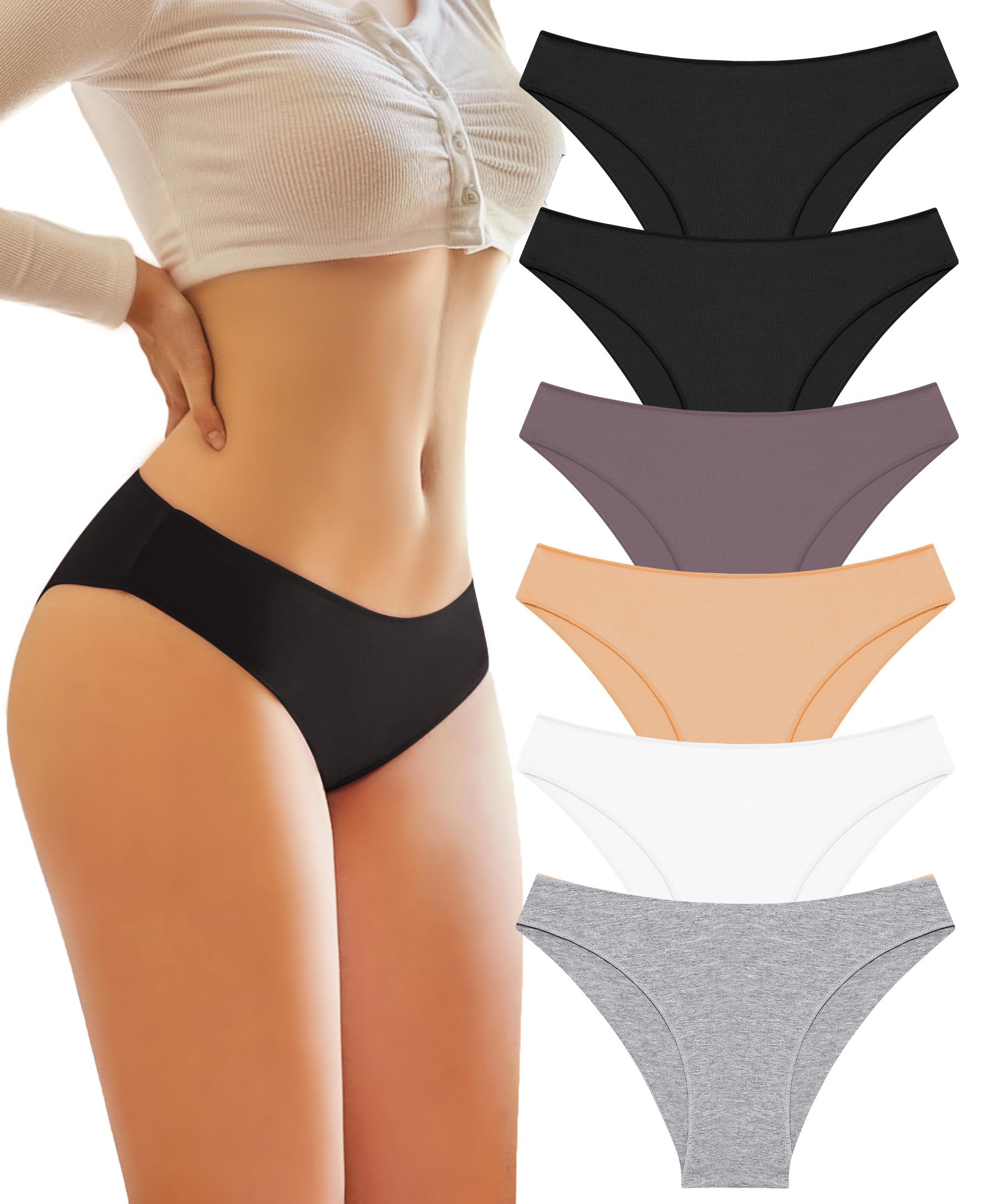 BeReady Mutande Donna Cotone Slip Donna Seducente Cotone Intimo Set Mutandine a Vita Bassa Bikini Underwear Pacco da 6