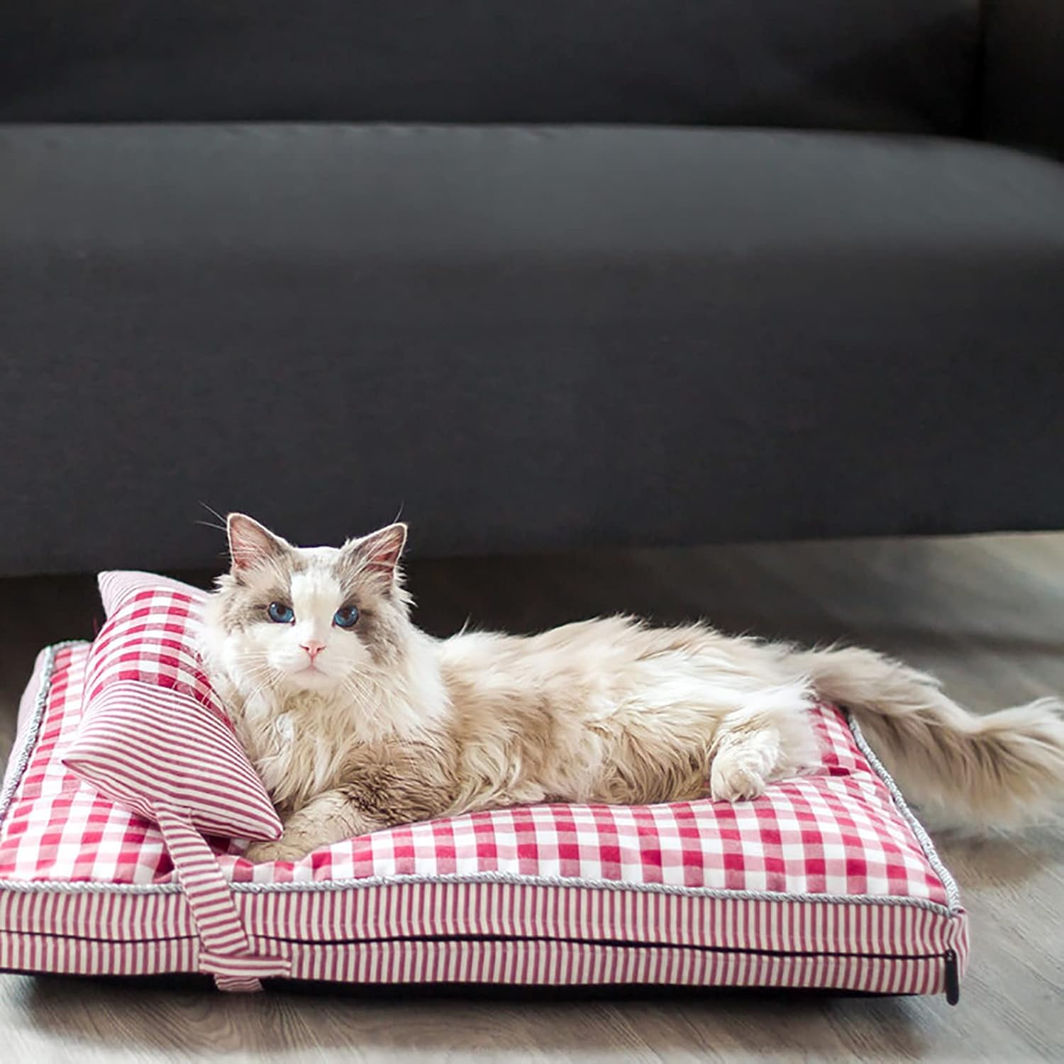 Dog Beds Soft Pet Beds Washable Cat Bed for Large Medium Small Dogs and Cats Dog Mats for Sleeping with Removable Washable Cover,Red,S