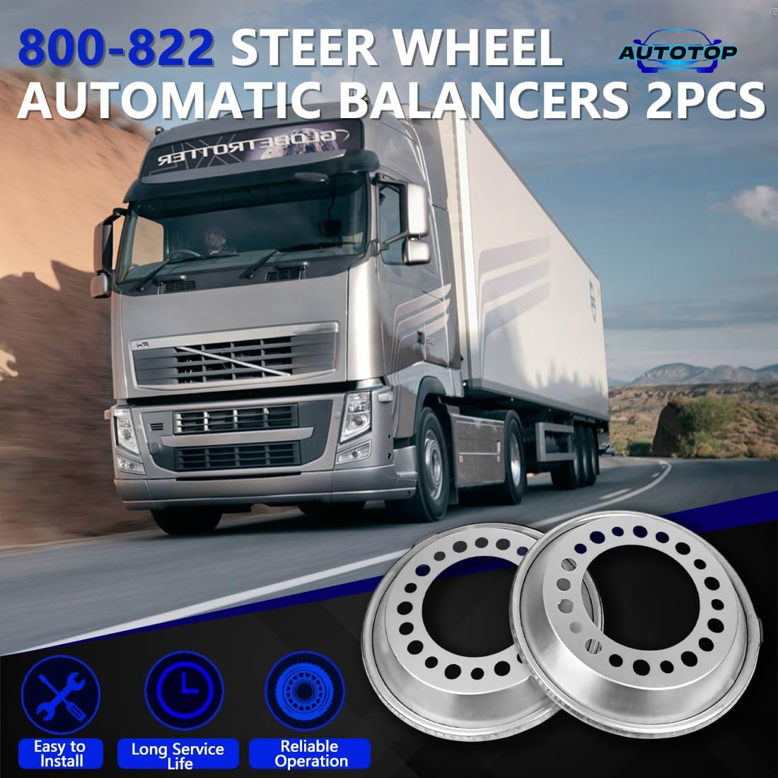 Steer Wheel Automatic Balancers 2PCS FIT 22.5"-24.5" Wheels, 10-Lug 11.25" Bolt Circle, Wheel Balancing Rings for Heavy-Duty Trucks, Replaces 800-822