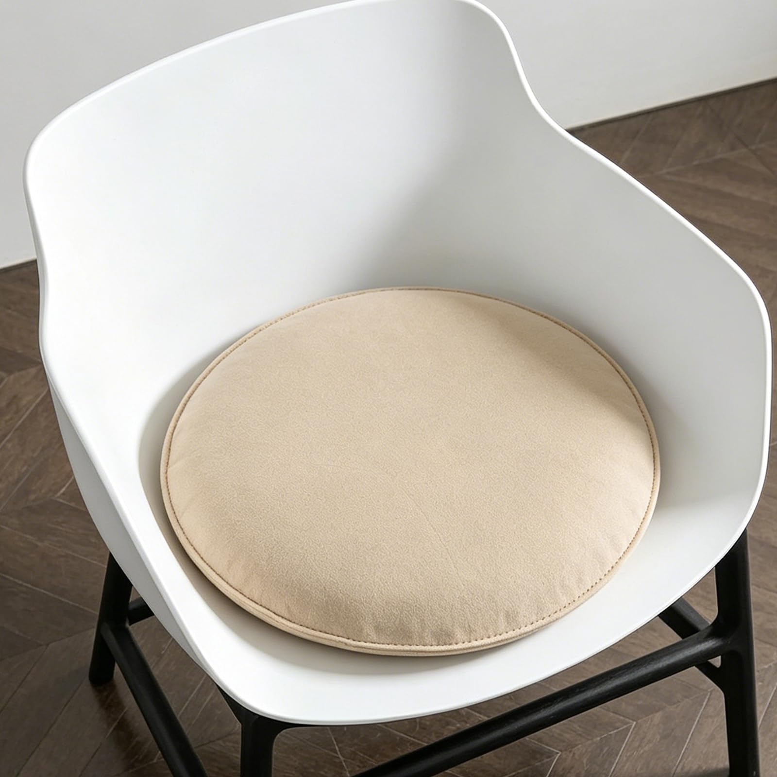 APACALI 8 cuscini rotondi in feltro antiscivolo, 35 cm, con gommini antiscivolo, per tutti i tipi di sedie, per interni ed esterni, beige