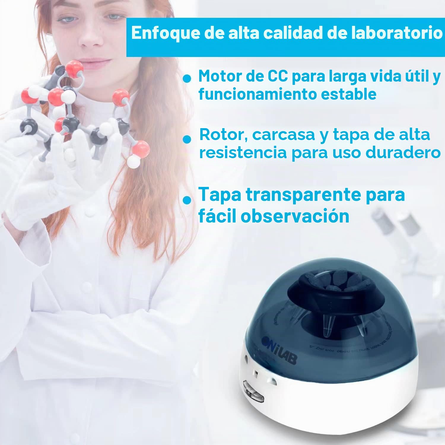 ONiLAB Centrífuga Microcentrífuga de Palma 7000RPM 2 Rotores para 8 x 0.2/0.5/1.5/2.0 ml y 32 PCR Tiras
