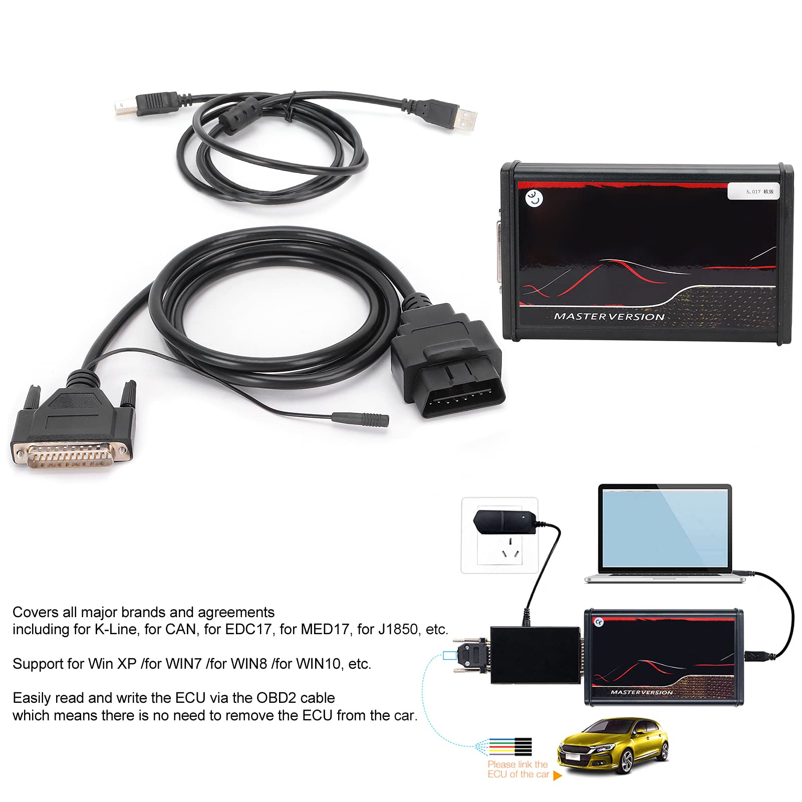 Keenso Car OBD2 -Scannerprüfung, EU Online OBD2 ECU -Tuning -Kit für Kess 5.017 V2.8 KT V7.020 Auto -LKW -Diagnose -Werkzeug Nr. Tokens