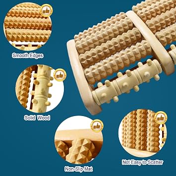 Foot Massager Tools Set with Wooden Foot Massager Roller, Acupressure Reflexology Foot Massage Socks and 2 Trigger Point Tool for Women and Men, Plantar Fasciitis Relief, Relaxation Gifts